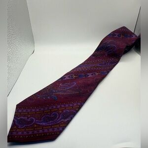 Harrods Silk Tie with Purple and Red Paisley
